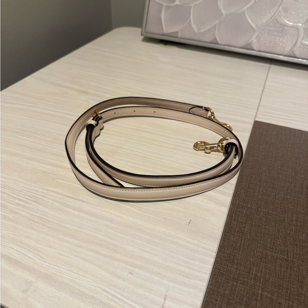 Coach Adjustable Beige Leather Crossbody Strap with Gold Hardware